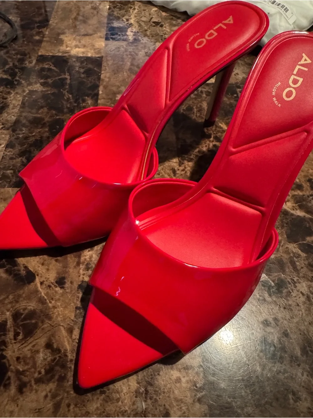 ALDO Red Patent Pointed-Toe Stiletto Mules - Picture 3 of 4